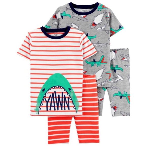 Nwt 10 6 4 sharks YAWN nautical fish sleep pajamas boys carters summer birthday Pajamas